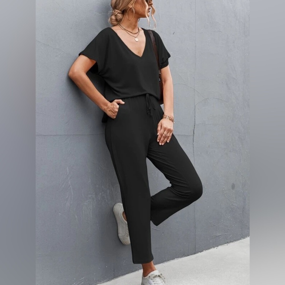 Chelsea 28 Jersey Knit Soft Jumpsuits Lounge Faux Wrap Classic Modern Minimalist